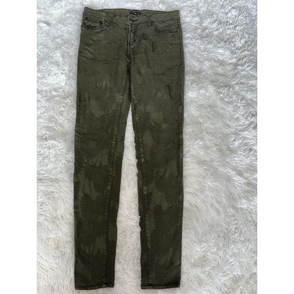 Dear John Women’s 28 Olive Green Textured Jeans. Great Pair, Comf. Exc. Quality